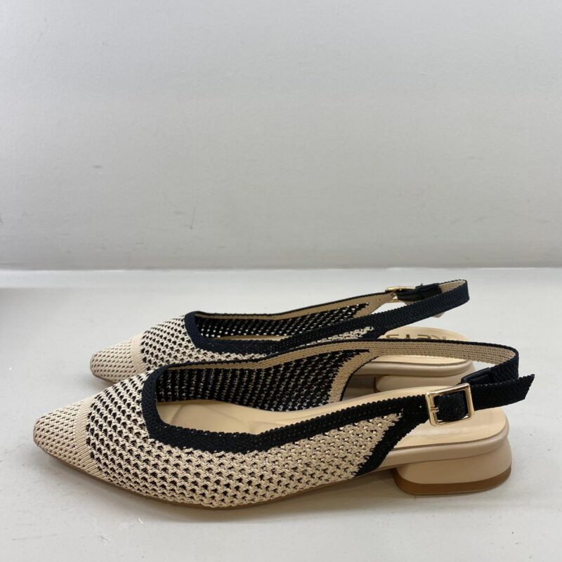 SLINGBACK BEJE/PRETO